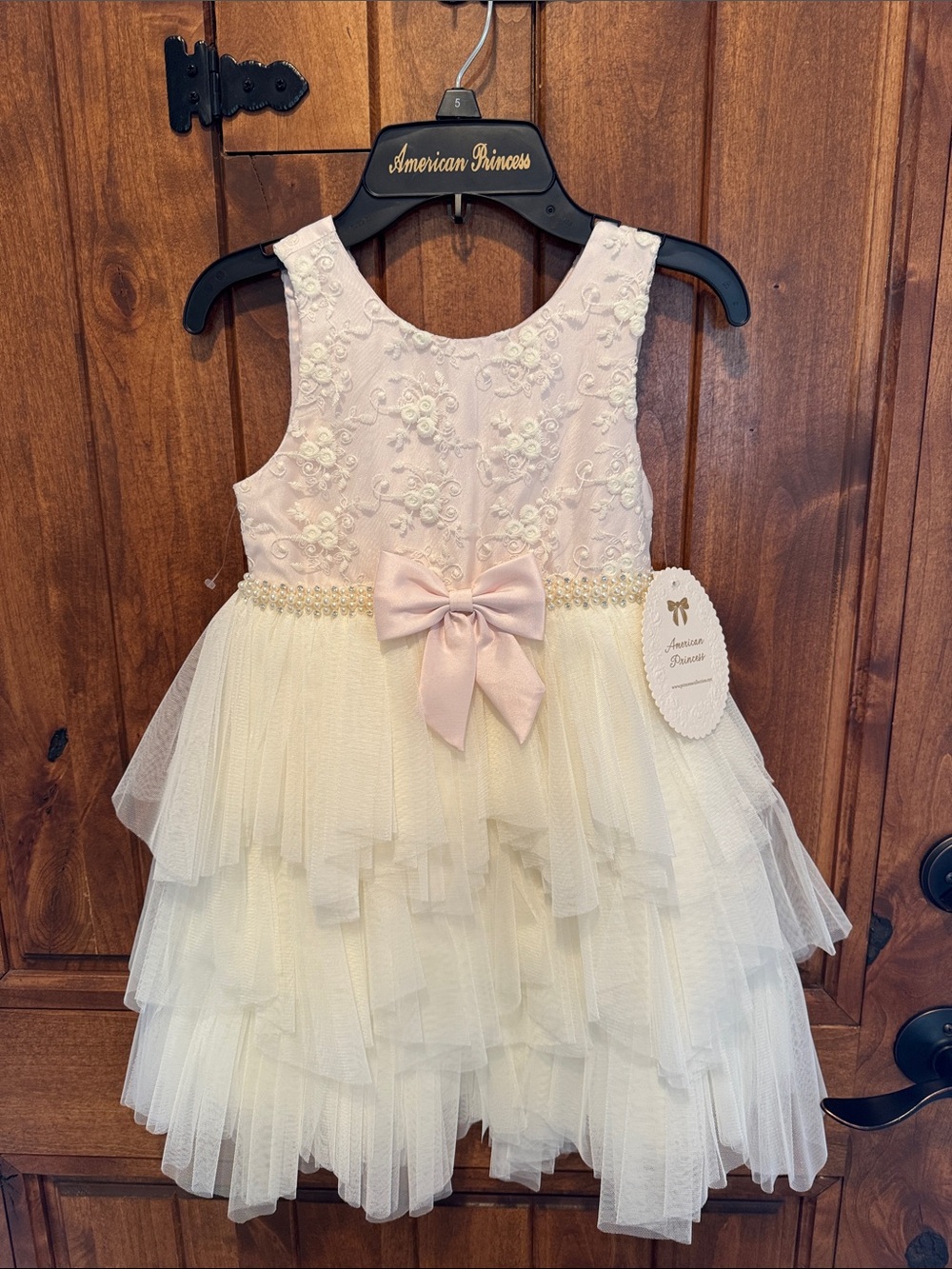 American Princess Ivory & Light Pink Layered Tulle Party Dress